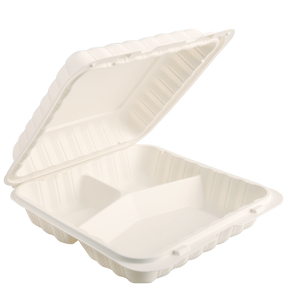 Biodegradable Takeout Food Hinged Lid Containers [6 Sizes Available]